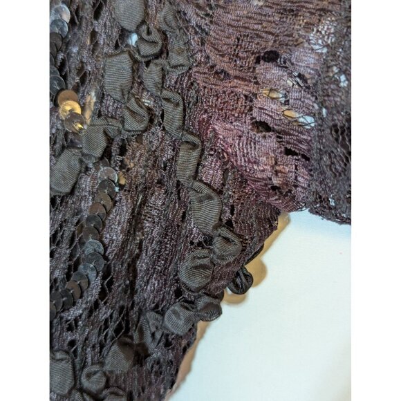 Vintage 80s HW Collections Black Lace Dress With Sequins Drop Waist Design Flutt - Picture 2 of 10